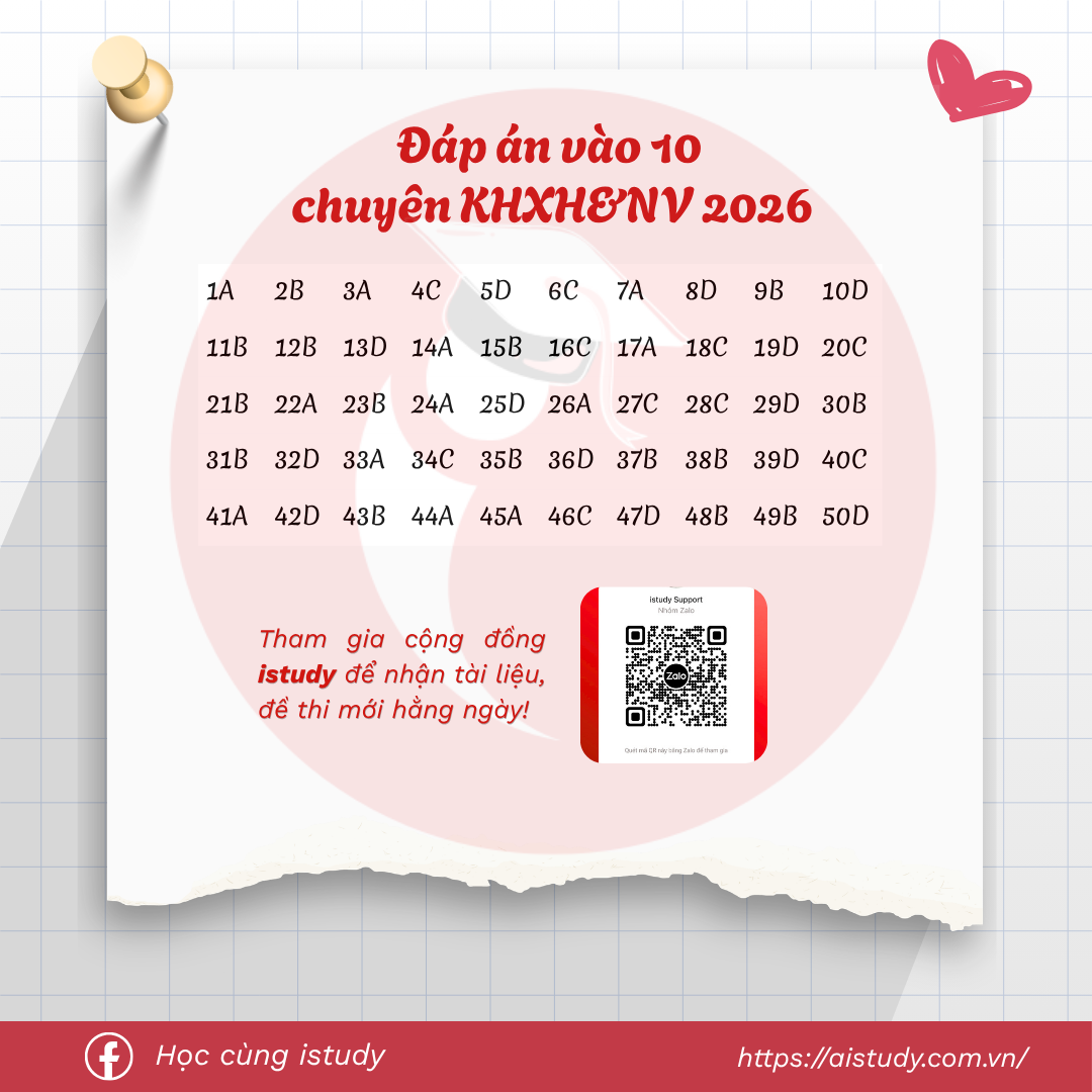 Đáp án — Đề vào 10 THPT Chuyên KHXH&NV 2026 - tiếng Anh